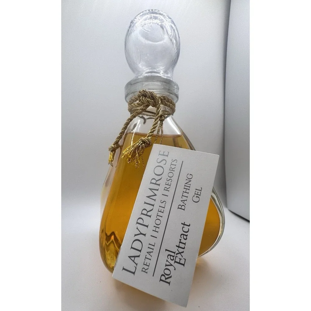 Lady Primrose Royal Extract Bathing Gel Glass Decanter w/Bee 8oz NOS Vintage